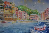 Cinque Terre Vernazza Aquarell Italien Fernweh Süden